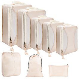 Органайзер для валізи KiwiPower, 8 шт. – комплект кубів для компресії, водонепроникні сумки для одягу для подорожей, ручної поклажі та рюкзаків (Бежевий)