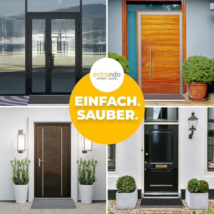 Килимок для порогу 40x60 см - алюміній, плоский, неслизький, для дому, тераси, вхідних дверей - килимок-сміттєзбирач з щітковим профілем, чорний