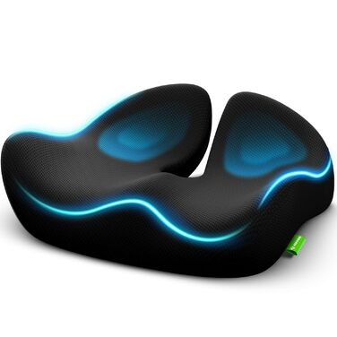 Ортопедична подушка для сидіння AUVON Kontur: для спини, куприка, ішіасу. Ергономічна подушка для офісу, авто, дому. З піною з пам'яті.