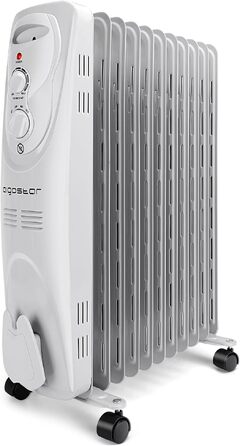Електричний масляний радіатор Aigostar Pangpang 2300W, 11 секцій, з термостатом та 3 рівнями нагріву, мобільний обігрівач