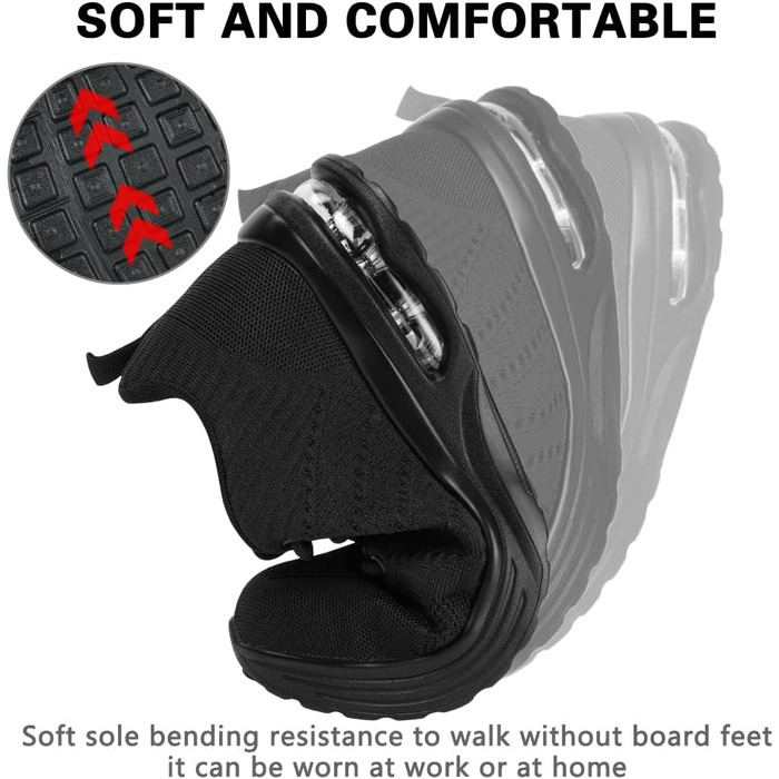 Черевики безпеки OFFCUP для чоловіків, Легкі робочі черевики, Спортивні черевики з металевим носком, Робочі кросівки з дихаючою та протиковзкою підошвою, з повітряною подушкою, зручні 45 EU