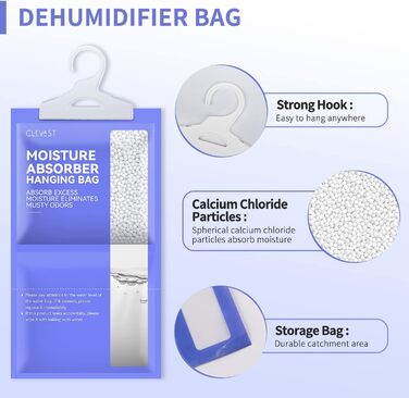 CLEVAST Dehumidifier Hanger Pockets, 10 Pack, Moisture Remover Absorber, Dehumidifier for Humidity, Mold, Condensation in Bedroom, Bathroom, RV, Basement, 230g