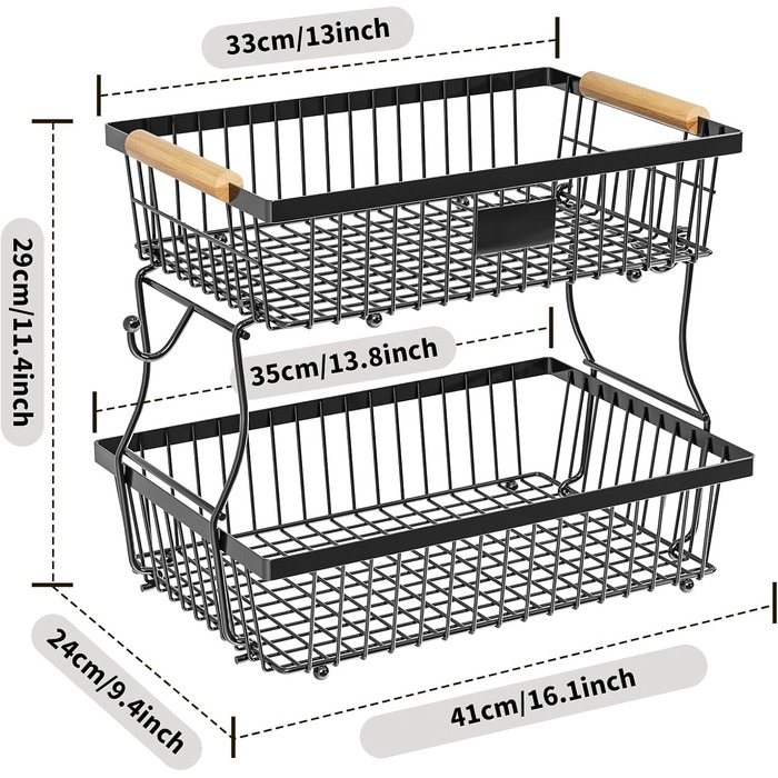 Настільний органайзер для фруктів та овочів 2 яруси (Чорний)