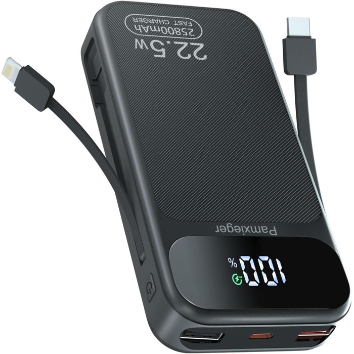 Power Bank 25800mAh 22,5W з LCD дисплеєм: швидка зарядка PD3.0 QC4.0, USB-C вхід/вихід, портативний зарядний пристрій для смартфонів