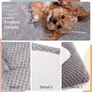 М'який килимок для собак та котів 60x80 см, білий з принтом кісток, машинне прання