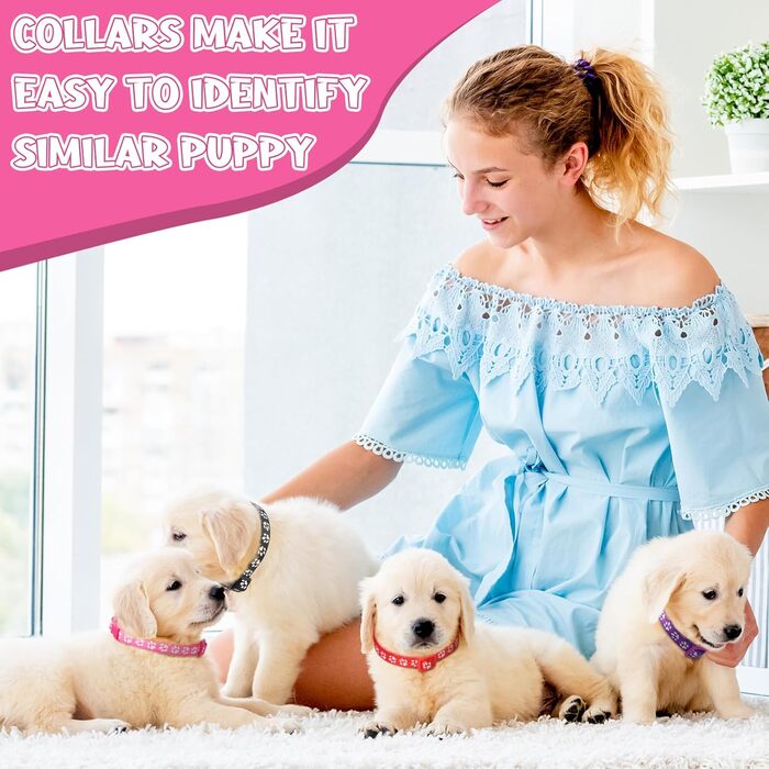 Набір повідків та нашийників для собак JieyueJewelry (36 шт.) з швидкою застібкою, регульовані, з принтом лапки, нейлон, для цуценят та маленьких собак