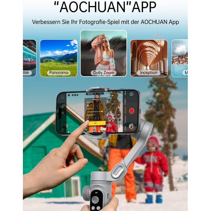 Стабілізатор для смартфона AOCHUAN Smart X Pro (3-осьовий, з RGB-підсвічуванням, для iPhone/Android)