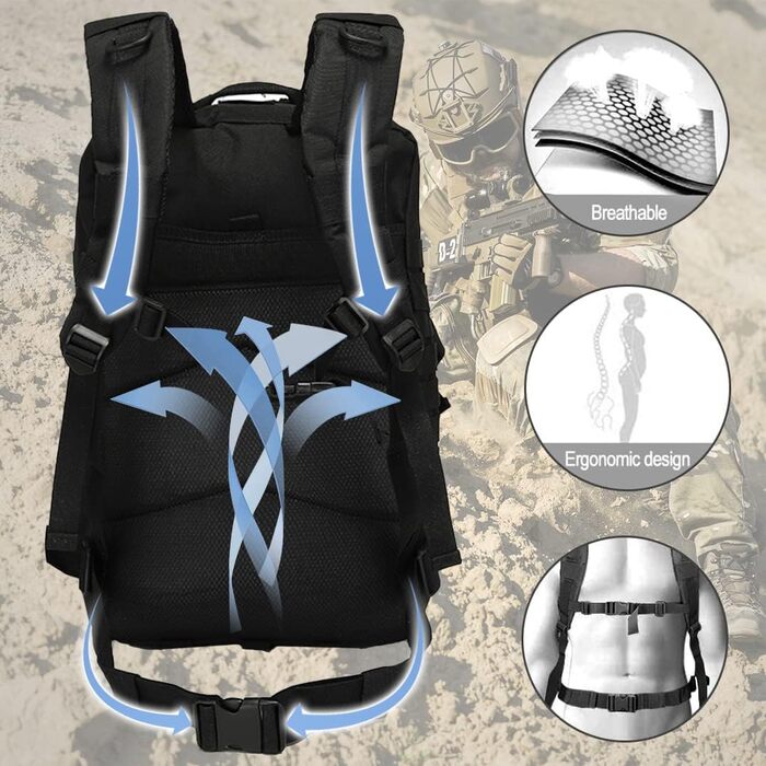 KSIBNW Military Backpack 50L Tactical, Large Capacity Survival Waterproof Climbing Hiking Trekking Backpack Travel 3 Days Outdoor Men's For Travel
