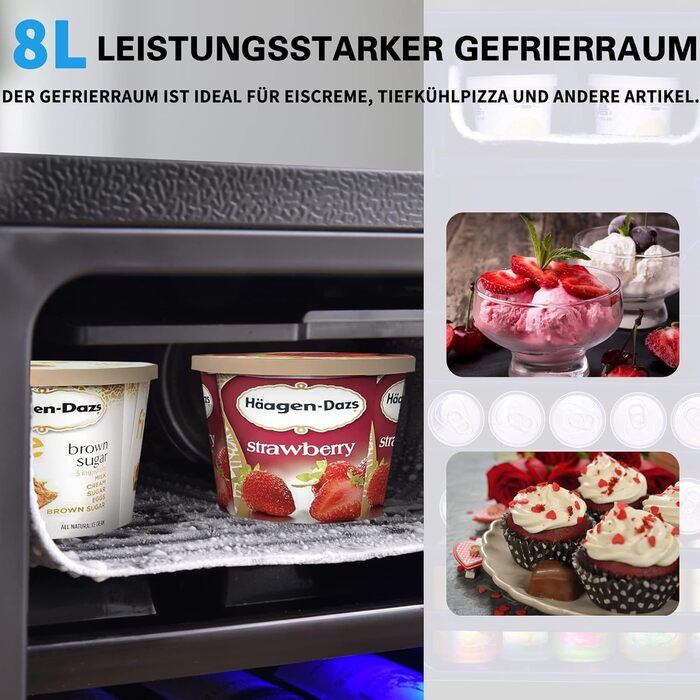 Холодильник міні з морозильною камерою, чорний, 128 л. (70 л + 6 л морозилка)