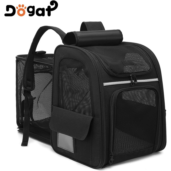 Рюкзак для кота та собаки Dogat, чорний: зручний, дихаючий, розкладний, з сіткою