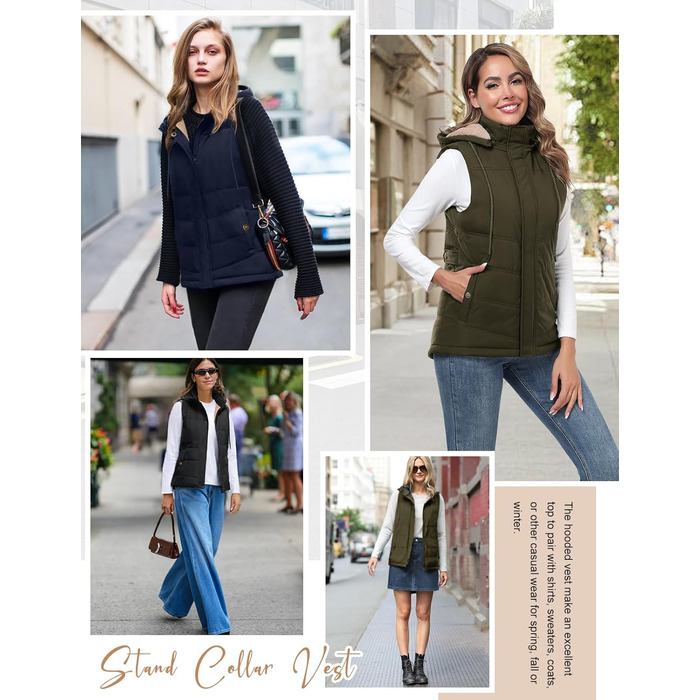 Жіноча жилетка Tuopuda з капюшоном, стеганий фліс, утеплена флісом, тепла зимова куртка без рукавів, термо жилетка, комір-стійка, жилетка з капюшоном, блискавка, осінь/зима, чорний колір, розмір L