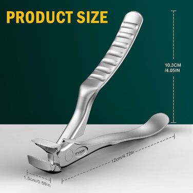 FVION Ножиці для нігтів для людей похилого віку – професійні ножиці для нігтів на ногах, для товстих нігтів, з довгим руків'ям, для чоловіків та жінок (сріблясті)