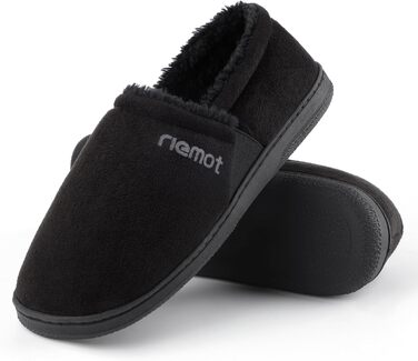 Чоловічі мокасини-домашні тапочки Riehmot з м'якою підкладкою Sherpa, зимові, антиковзаюча підошва, EU 42-47 (Чорний)
