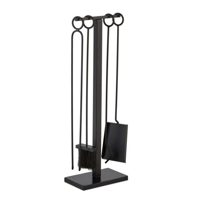 Relaxdays 5-Piece Fireplace Set in Black