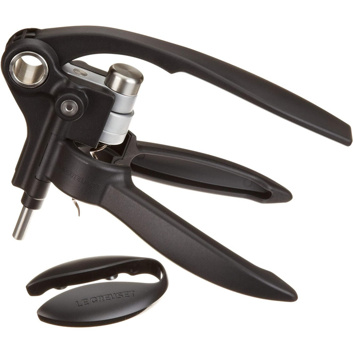 Le Creuset Professional Corkscrew Set with Matching Capsule Cutter, Wine Cork Removal, Black/Silver, Metal, LM250, 49005000000700