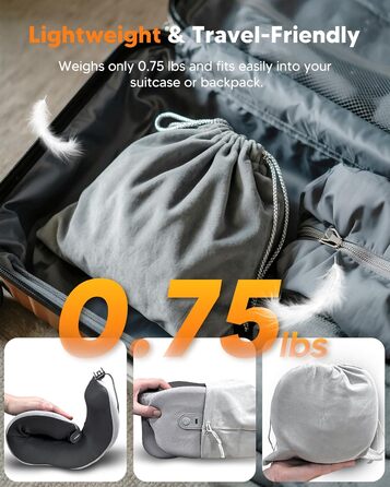 Подушка для шиї Arboleaf з підігрівом для подорожей: Memory Foam, USB-C зарядка, ергономіка 360°, проти болю в шиї, сіра