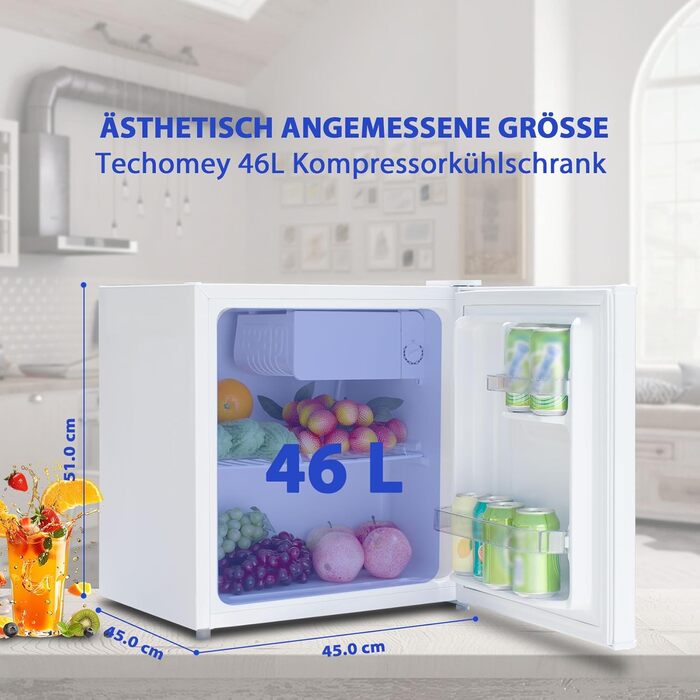 Міні холодильник 45L, білий, без морозильної камери, тихий, для кухні, офісу, спальні, невеликих квартир, готелів, 0-10°C