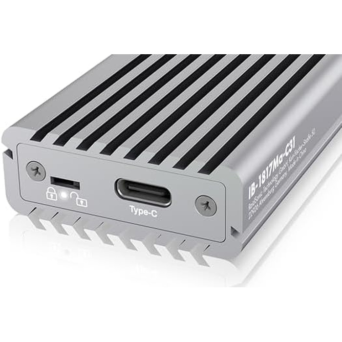 Зовнішній корпус для M.2 PCIe SSD ICY BOX IB-1817M-C31, USB 3.1 Type-C, алюміній, сріблястий