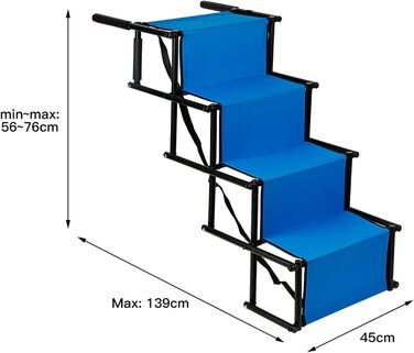 Рампа для собак Homewell - складана, до 70 кг, регульована - для маленьких, середніх та великих собак, легка у зберіганні (блакитна)