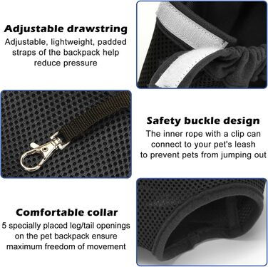 Рюкзак для вигулу собак та котів, регульований, складаний, з блискавкою (M)