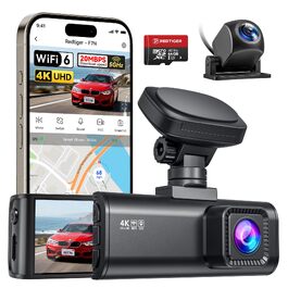 Автомобільний відеореєстратор REDTIGER F7N 4K Ultra HD (передня та задня камери 1080P), WiFi 5.8 ГГц, GPS, нічна зйомка, 24гд паркування, 64 ГБ карта пам'яті, 3.18
