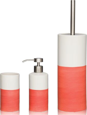 Набір для чищення унітазу Sealskin Doppio з натурального порцеляну, з алюмінієвою ручкою, без свердління, колір: ручна робота (Кораловий, Single)