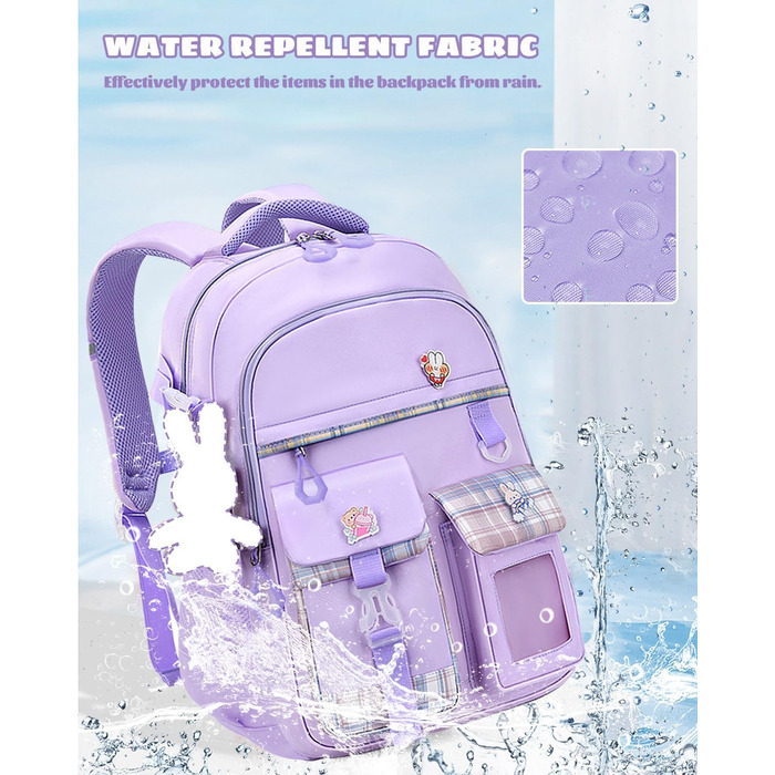Дитячий рюкзак для дівчинки-підлітка, нейлоновий, водонепроникний, легкий, 9-15 років, фіолетовий