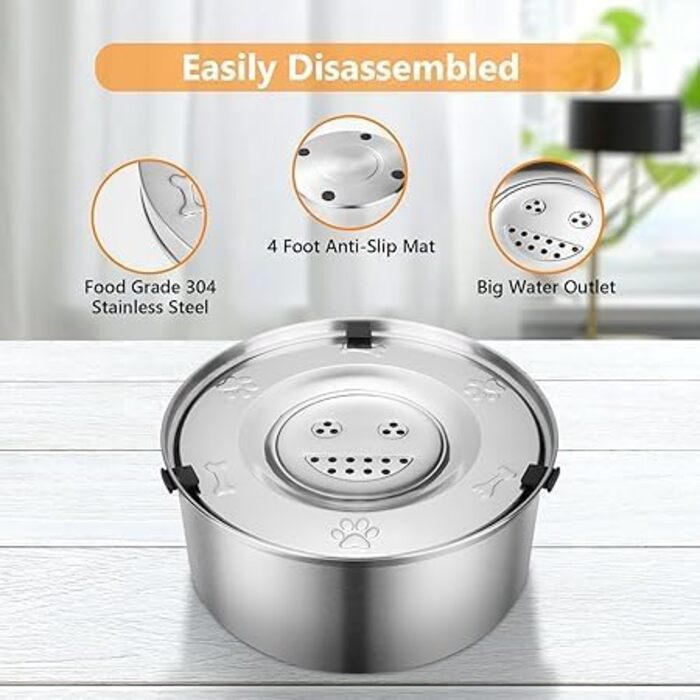 Миска для собак Mivanta 3L без облизування, з нержавіючої сталі 304, протиковзна, для великих собак, slow feeder, миється в посудомийній машині, витокостійка