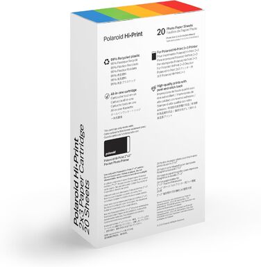 Polaroid Hi-Print 2-ге покоління: Bluetooth-принтер для фотографій 2x3 дюйми (білий) + плівковий пакет (20 шт.)
