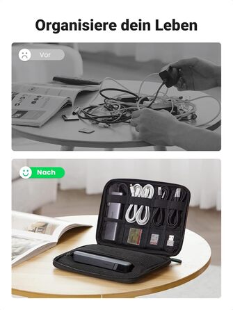 UGREEN Electronic Travel Cable Bag Universal Travel Cable Organizer Electronic Accessories Case 2-Layer Large Electronic Accessories Bag for Cables, Chargers, Power Bank, Tablet (S)