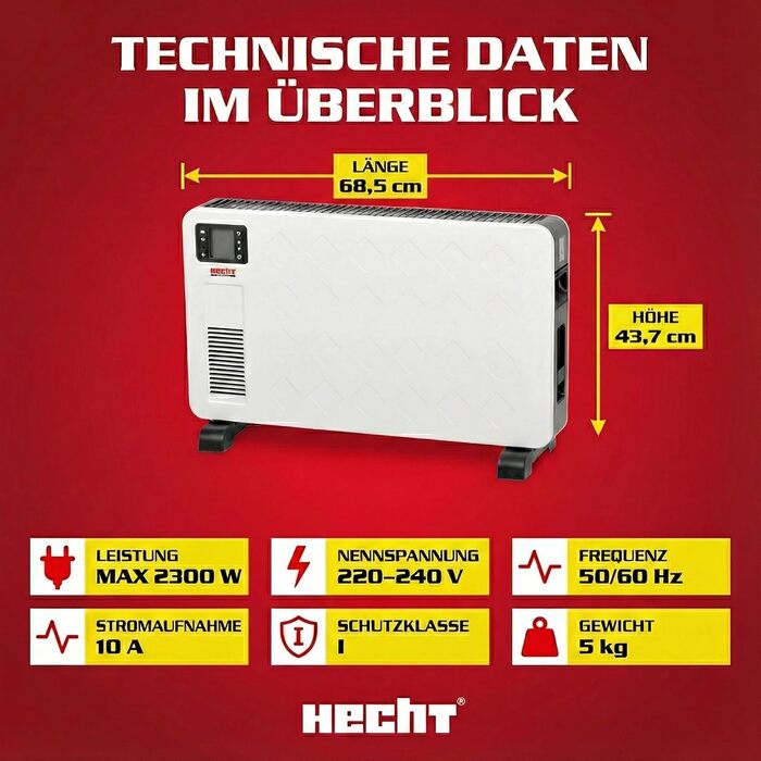 Електричний обігрівач HECHT з 3 рівнями потужності