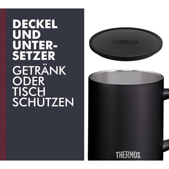 Термос із нержавіючої сталі Longlife Cup 350ml, чорний, з кришкою. Ідеальний для кави, офісу та кемпінгу