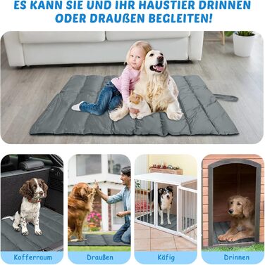 Водонепроникний килимок для собак 110 x 68 см, потовщений, м'який, з можливістю прання, для подорожей, кемпінгу, відпочинку на природі (сірий)