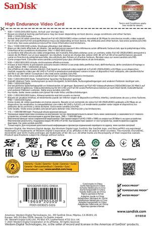 Карта пам'яті SanDisk High Endurance microSDXC 512GB з адаптером для відеореєстраторів та камер спостереження