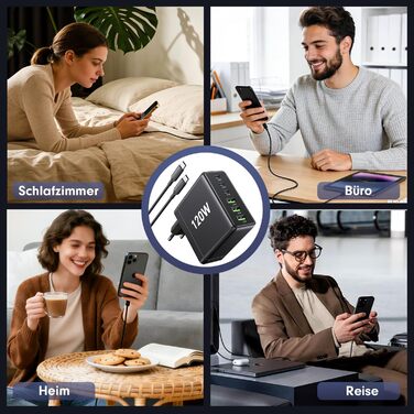 Зарядний пристрій FINIBO 120W USB-C 6 портів PD3.0/QC4.0 для iPad та смартфонів