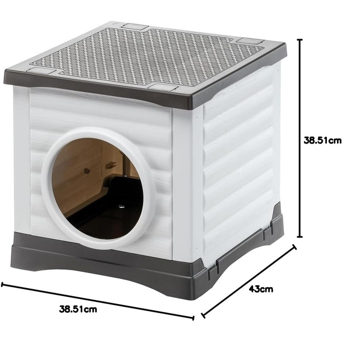 Клітка для собак та котів Ferplast PETVILLA 50 - вольєр для кроликів, зовнішній вольєр, міцний перероблений пластик, 38,5 x 43 x 38,5 см