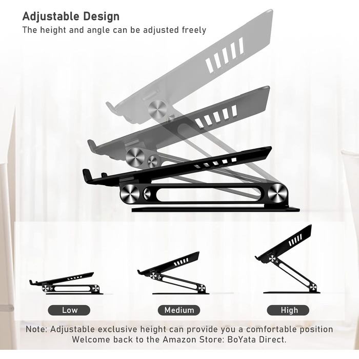Adjustable Laptop Stand with Cooling Fan - Universal for 11-15 inch Laptops (MacBook Pro/Air, Dell, Samsung, HP) - Black