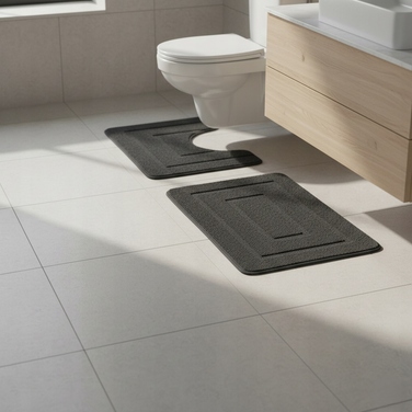 Килимок для ванної кімнати SmartHome, чорний, прямокутний, 50x80 см, з вирізом під унітаз