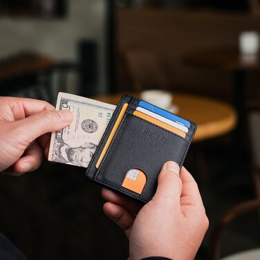 Чоловічий та жіночий шкіряний гаманець Buffway з RFID-захистом, передньою кишенею, чорний