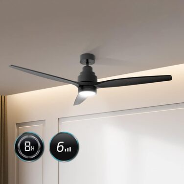 Стельовий вентилятор Cecotec EnergySilence Aero 5275 DarkWood з LED підсвіткою та пультом, 40W, 52 дюйми, DC мотор, зимовий/літній режим