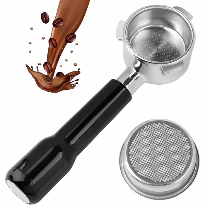 Bottomless 54mm Portafilter with Filter Basket and ABS Handle, Filter Basket Portafilter Coffee Bottomless compatible with Breville 870/878/880 Espresso Machines, Black