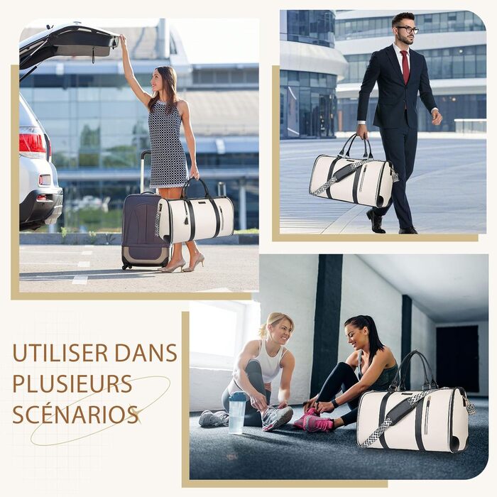 Сумка-органайзер для подорожей 50 л, 2-в-1: сумка та водонепроникне взуття з антизминальним системою для жінок та чоловіків – ідеально для ділових поїздок та відпочинку (Бежевий)