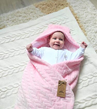 Універсальна дитяча ковдра Bo DANKA для автокрісла, коляски та Maxi Cosi, 80x80 см, з капюшоном і липучкою, для новонароджених, всесезонна, рожева