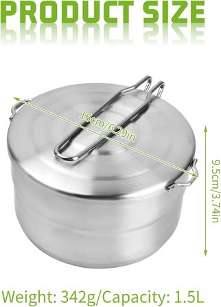 Набір кухонного посуду Anseom для кемпінгу, алюміній, складний, для 1-2 осіб, для туризму, риболовлі, пікніка