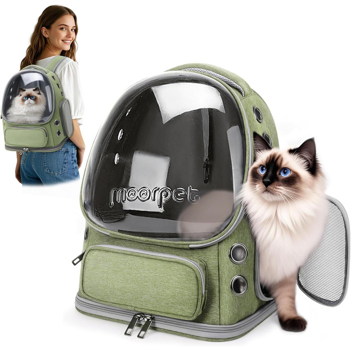 Рюкзак-переноска для котів та собак ALLSOPETS Bubble, зелений, до 7.5 кг