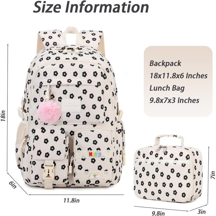 Шкільний рюкзак для дівчаток-підлітків, Cordrucksack (z-Plum-Blossom), для дітей від 8 років