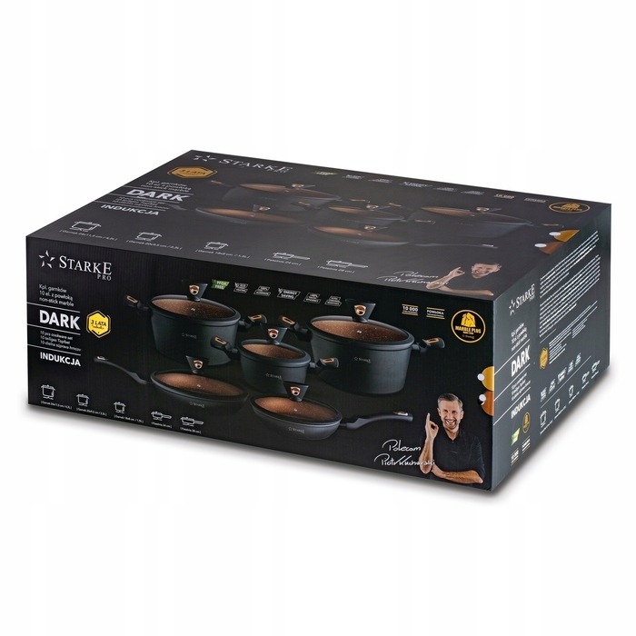 Набір каструль та сковорідок Starke Pro Dark Copper (10 предметів) для індукційних та газових плит