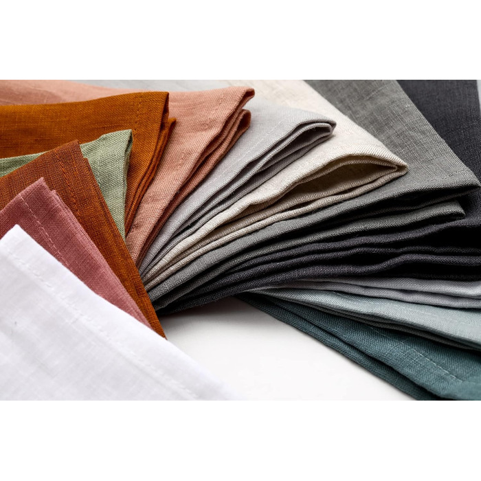 Linendo Linen Napkins, 100% Pure Linen, Grey, 38 x 38 cm, 6 Pieces, European Flax, Linen Napkins, Washable Reusable Cloth Napkins