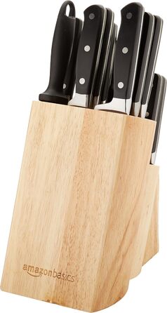 Amazon Basics Premium Knife Block Set, 9-Piece, Black - Includes 18 Knives
