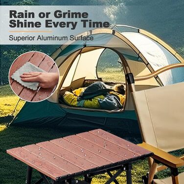 Складний алюмінієвий стіл для кемпінгу Odoland з регульованою висотою та сумкою для зберігання (40x30x40-58 см)